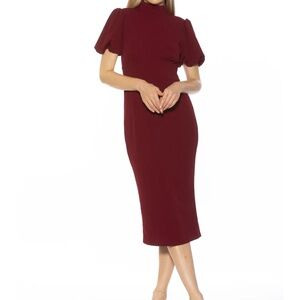 Like-new: Alexia Admor Natasha Puff Sleeve Pencil Midi Dress